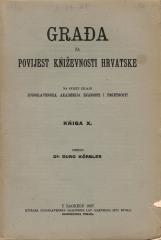 Građa za povijest književnosti hrvatske, knjiga X