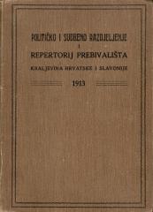 Političko i sudbeno razdjeljenje i repertorij prebivališta Kraljevina Hrvatske i Slavonije po stanju od 1. siječnja 1913.