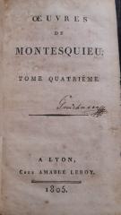 Oeuvres de Montesquieu - tome quatrieme: Esprit des Loix