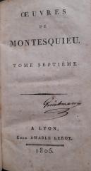 Oeuvres de Montesquieu - tome septieme: Lettres familieres