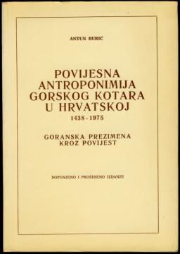 Povijesna antroponomija Gorskog Kotara u Hrvatskoj 1438 - 1975
