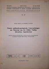 Novija paleoantropološka istraživanja na materijalu iz spilje Vindije (Hrvatska, Jugoslavija)