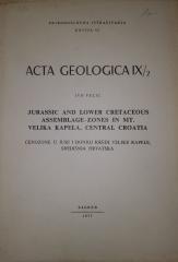 Acta Geologica : Cenozone u juri i donjoj kredi Velike Kapele, središnja Hrvatska